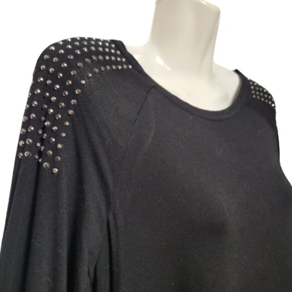 Black Long Sleeved Top with Silver Stud Accents - Picture 5 of 9